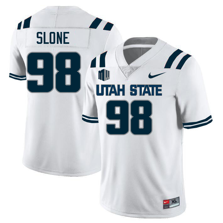 Utah State Aggies #98 Cian Slone College Football Jerseys Stitched Sale-White